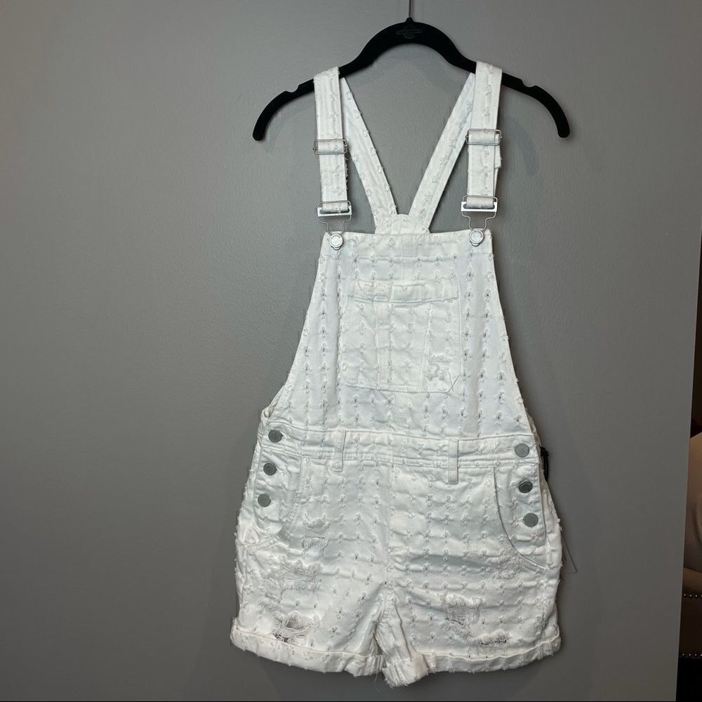 BlankNYC Eylelet Lace Distressed Overalls 26
